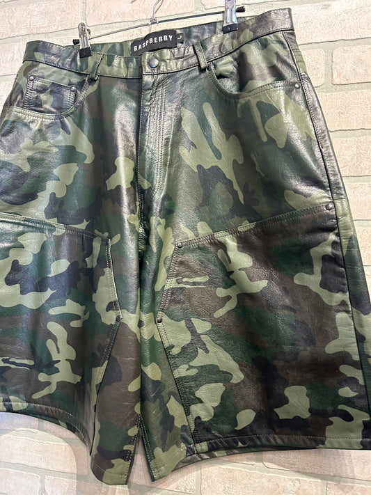 GvGallery/Raspberry Leather Camo Shorts