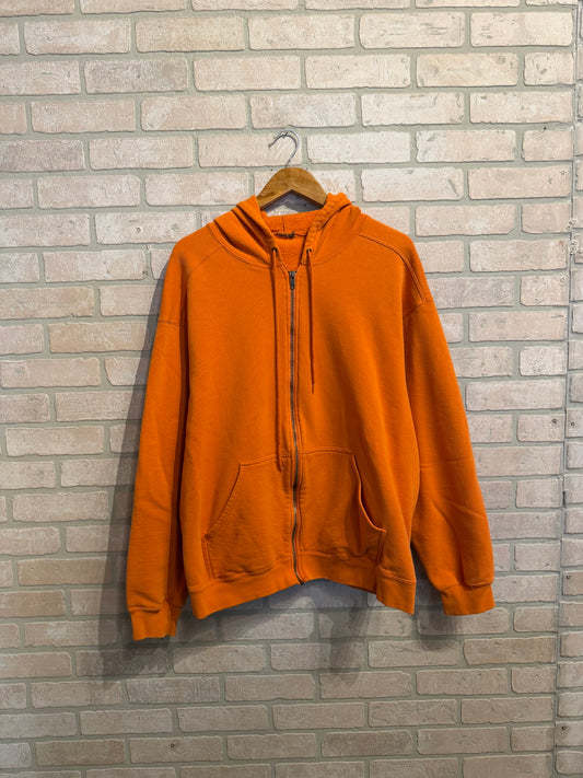 Vintage Orange Zip Up Hoodie XL
