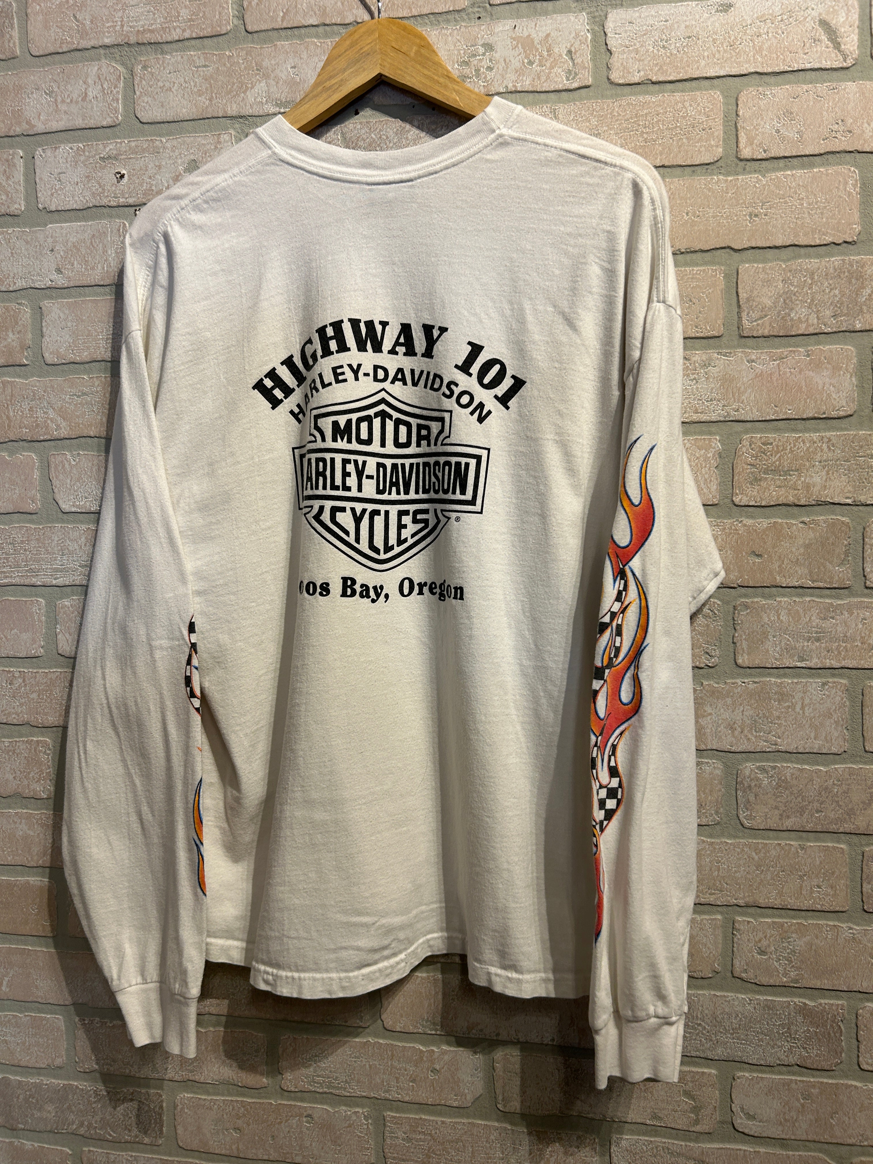 Vintage Harley Davidson Checkered Flame Longsleeve XL