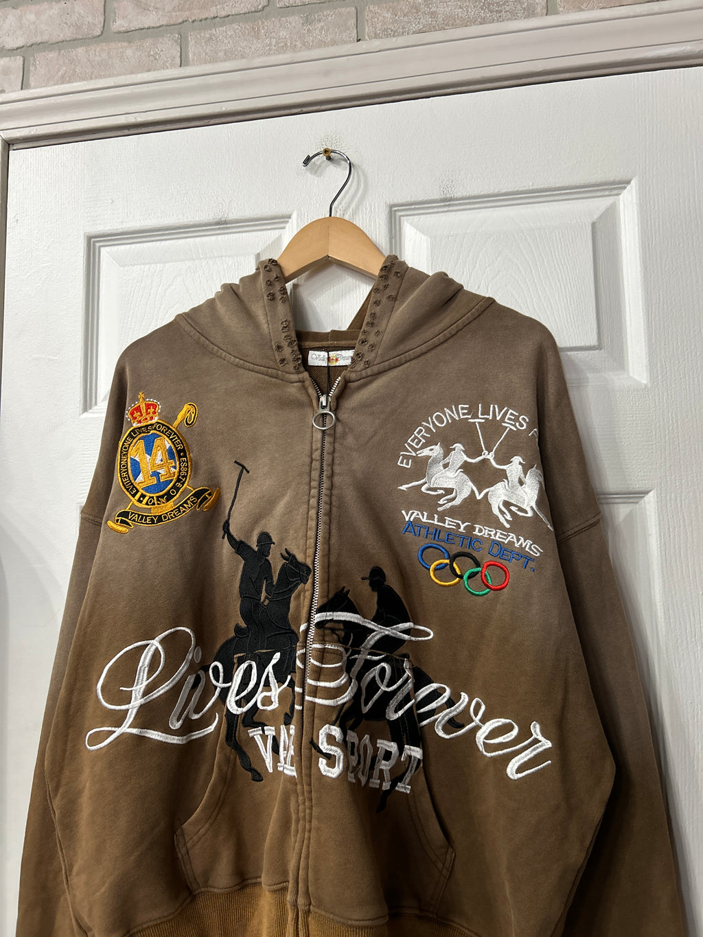 Vale Brown Zip Up Hoodie L
