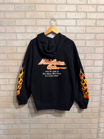 Vintage Flame Zip Hoodie L