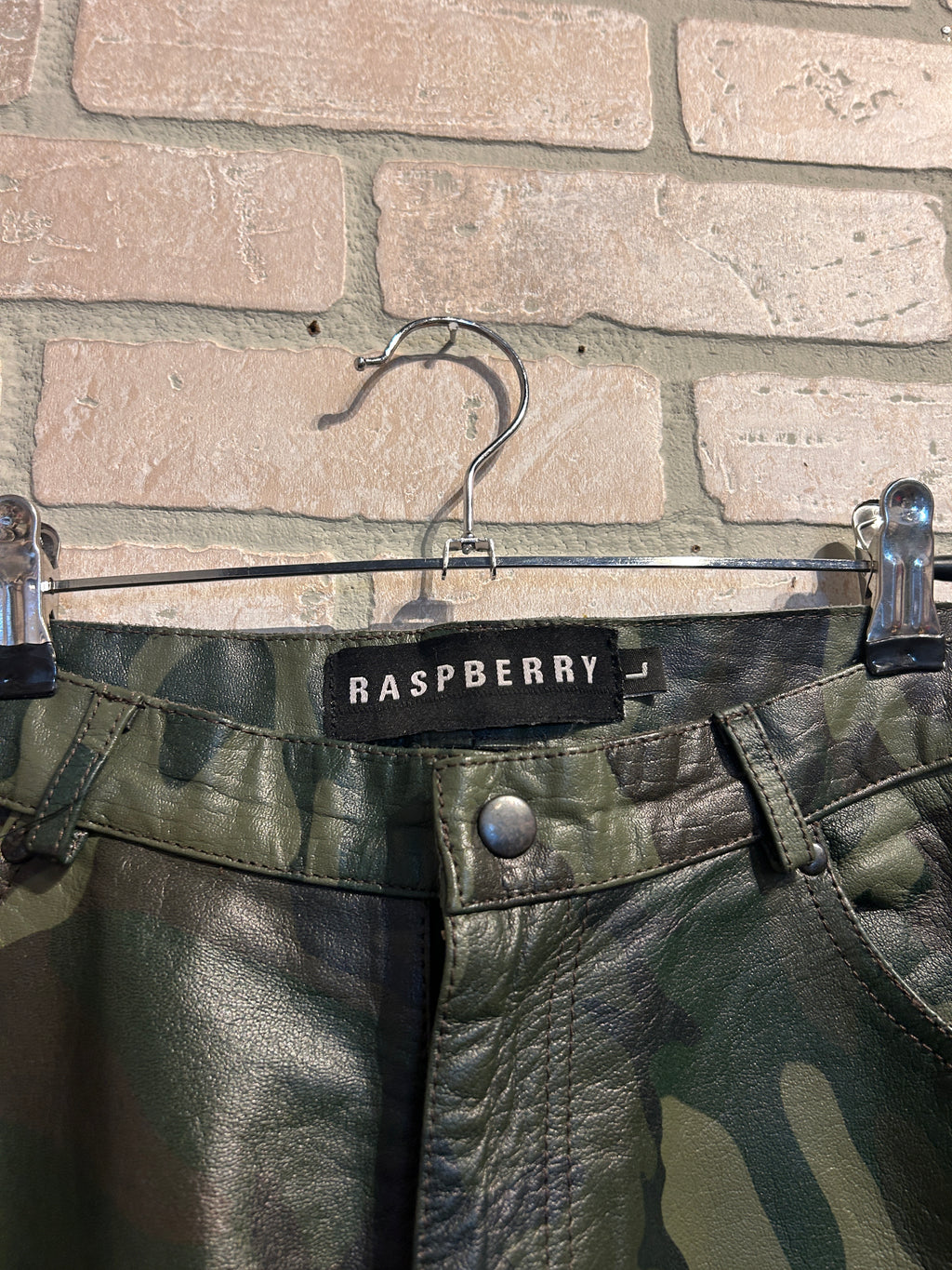 GvGallery/Raspberry Leather Camo Shorts