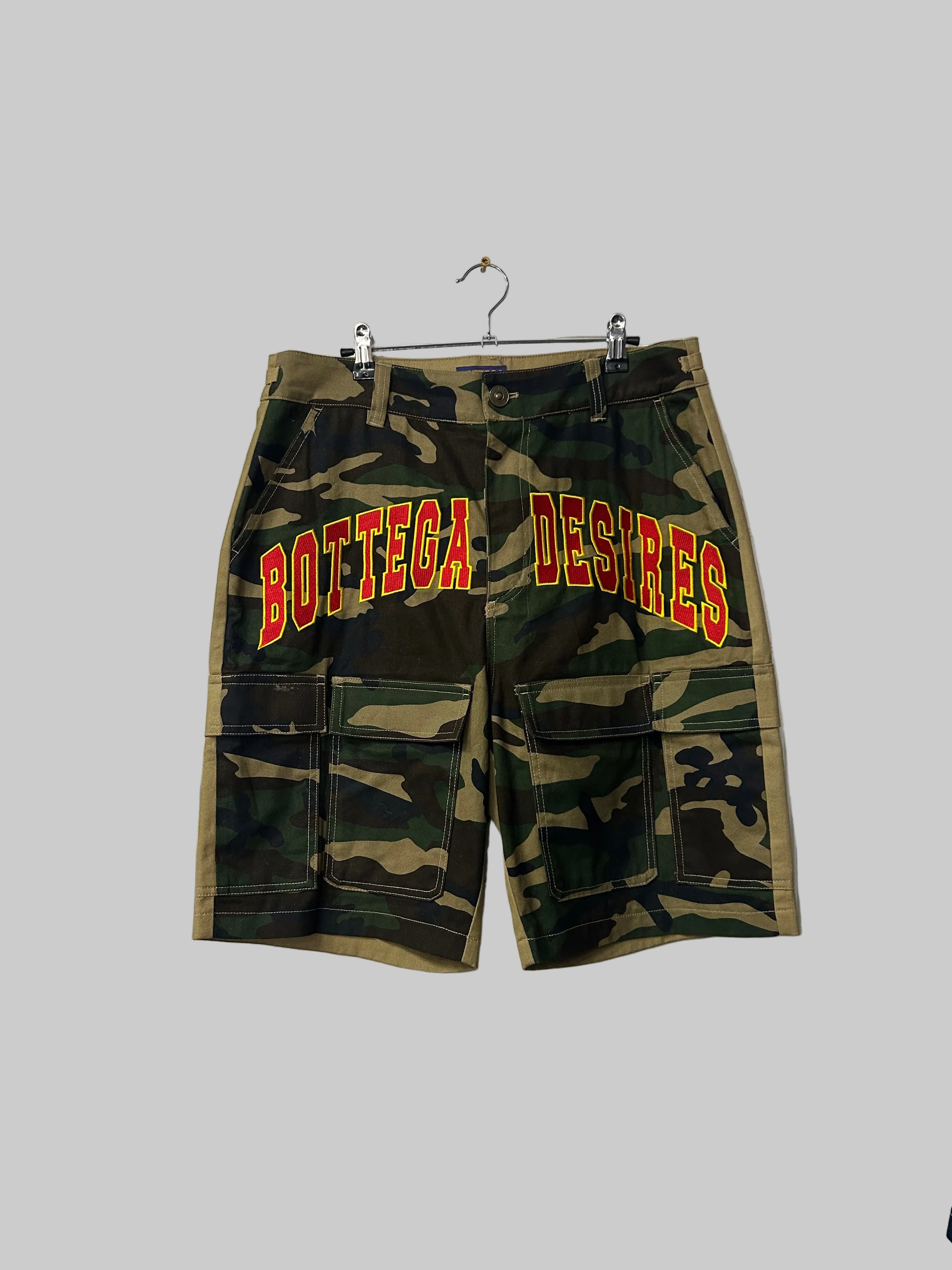 Bottega Desires Camo Shorts 34