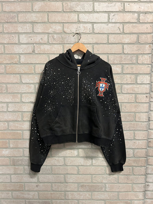 Vale Rhinestone Zip Hoodie S