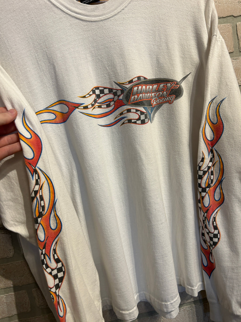 Vintage Harley Davidson Checkered Flame Longsleeve XL