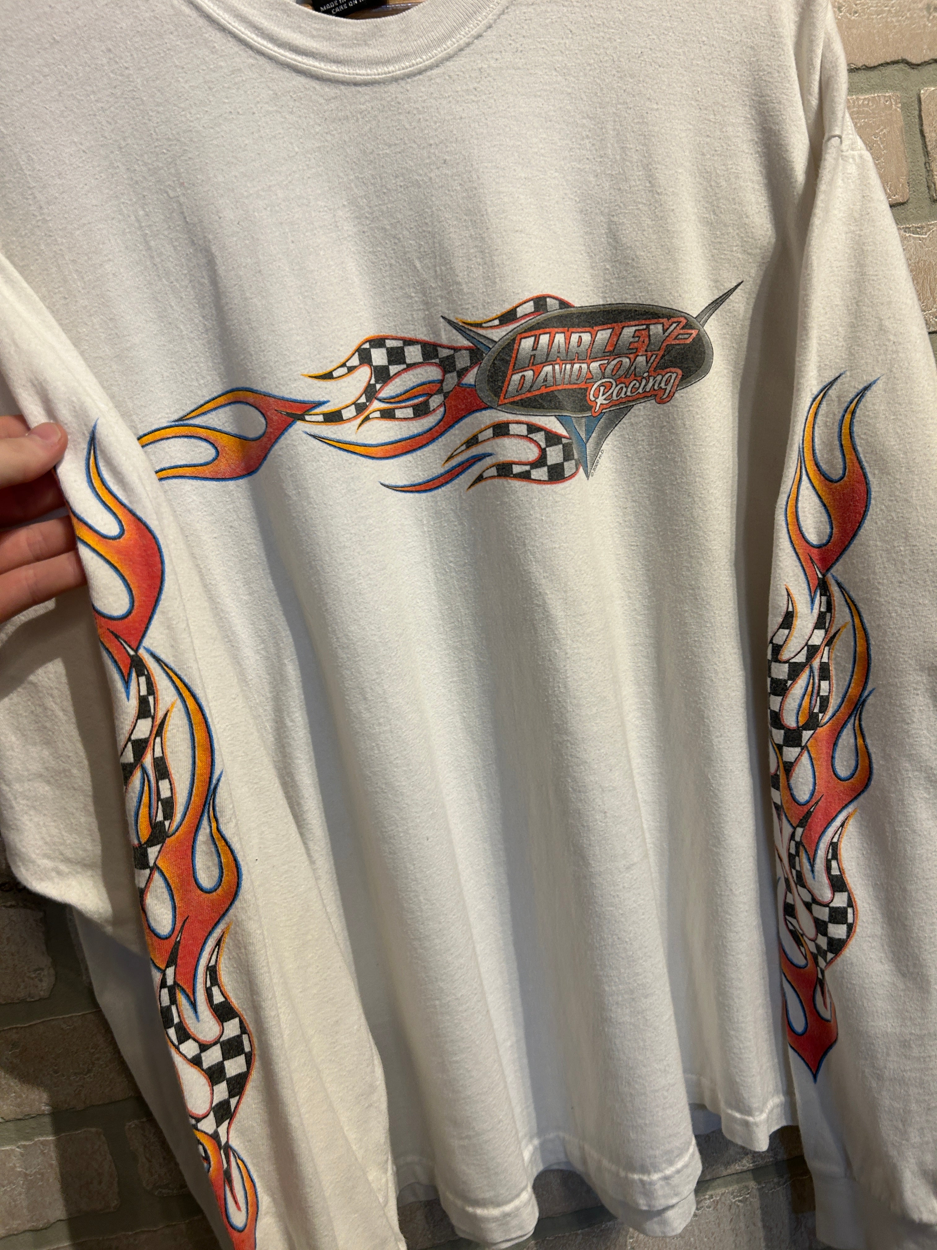 Vintage Harley Davidson Checkered Flame Longsleeve XL