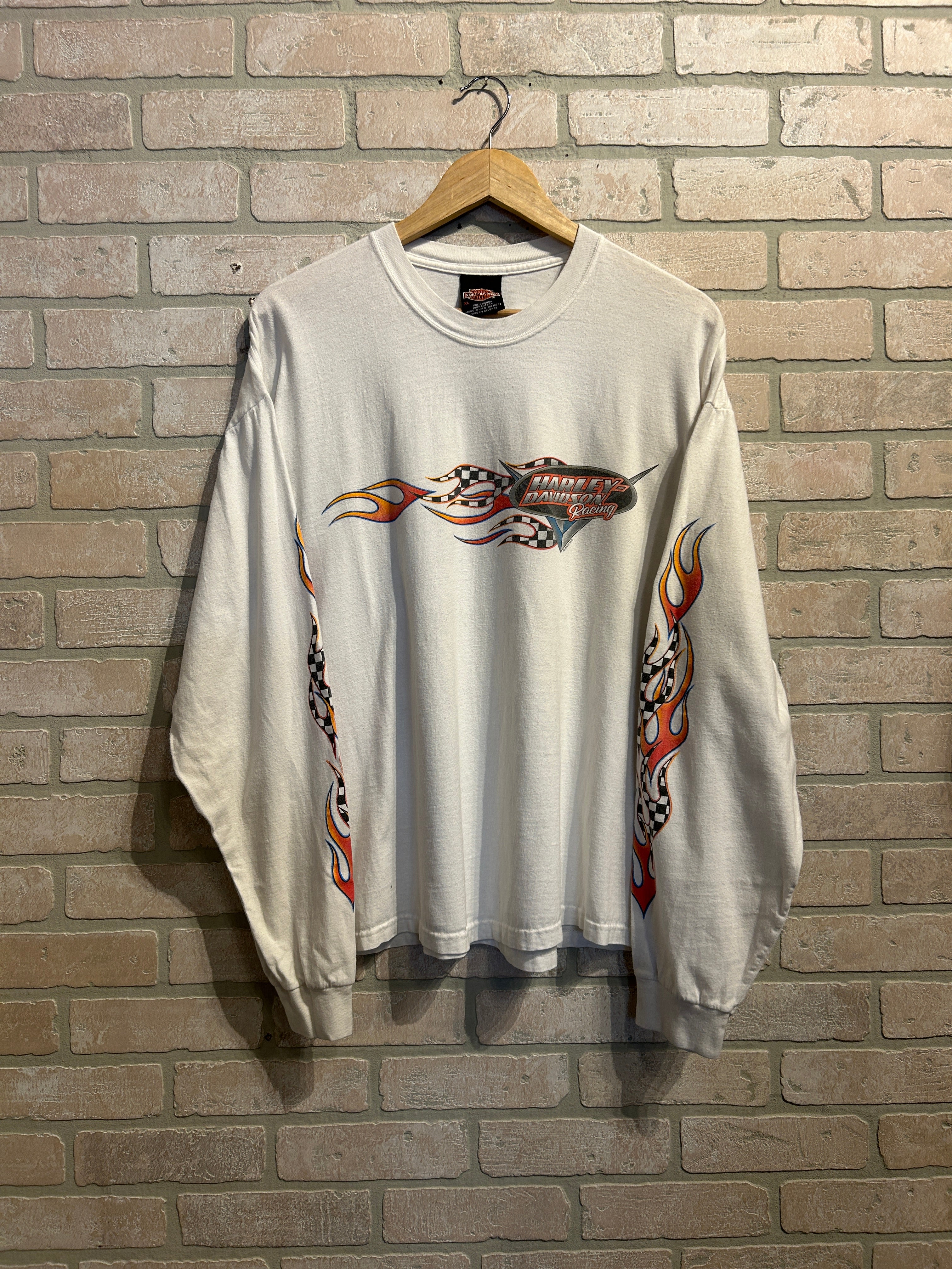 Vintage Harley Davidson Checkered Flame Longsleeve XL