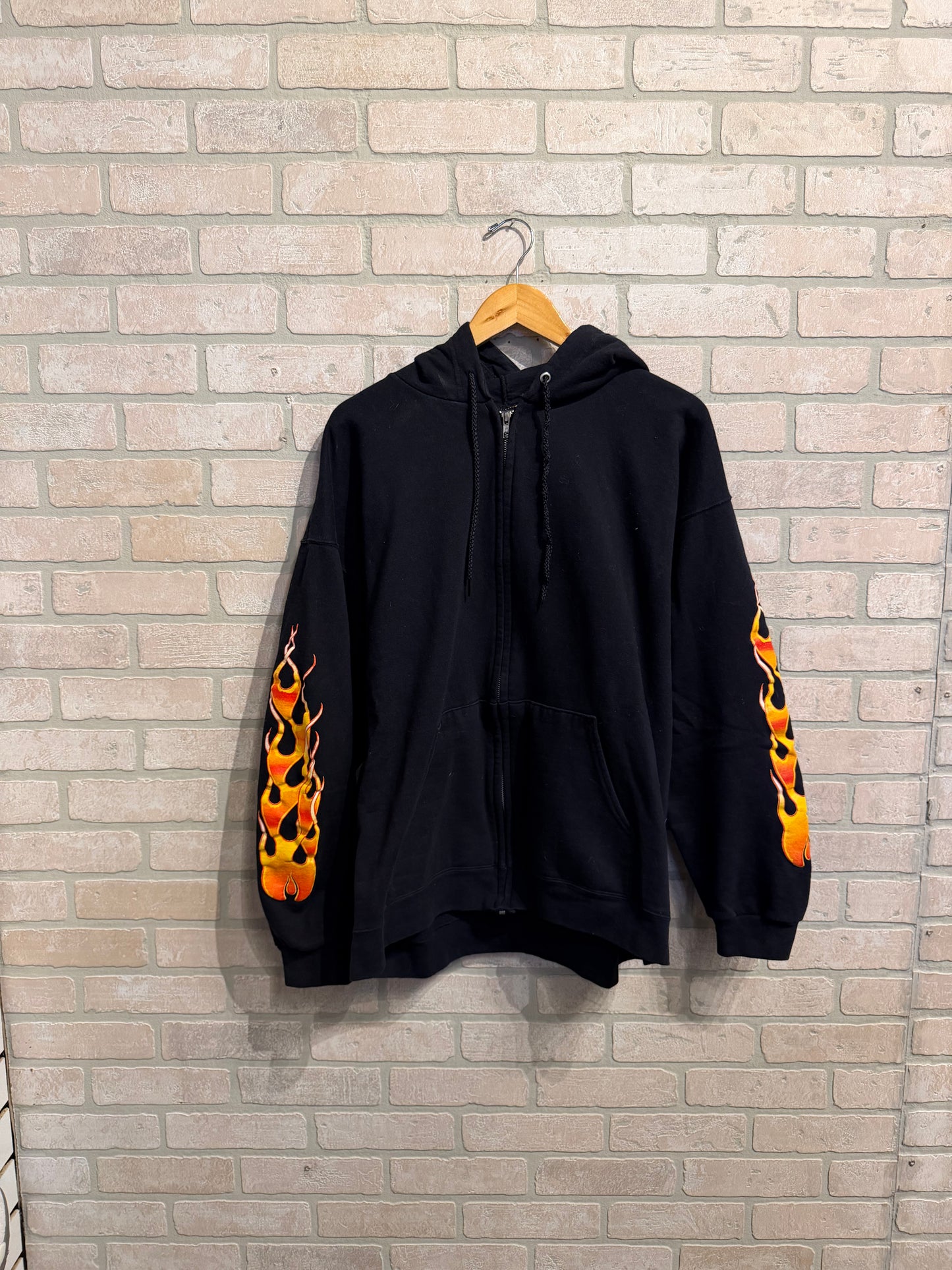 Vintage Flame Zip Hoodie L