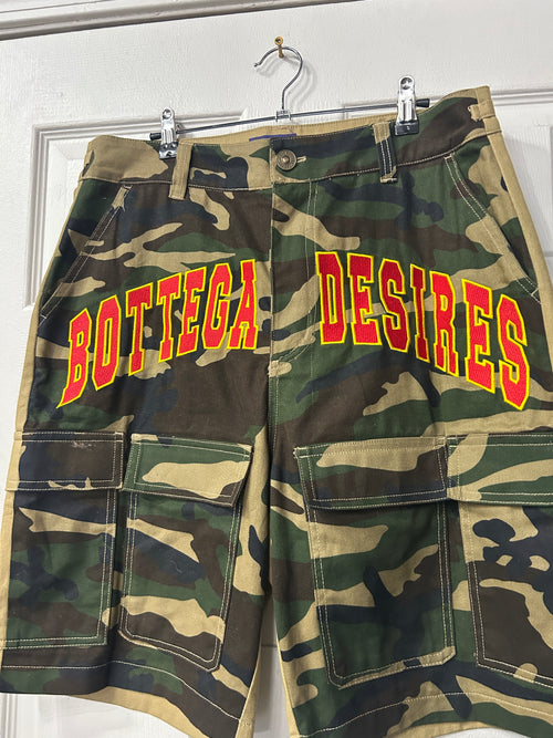 Bottega Desires Camo Shorts 34